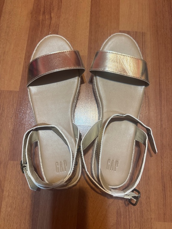 GAP Shoes - GAP Metallic Gold Ankle-Strap Slide Sandals